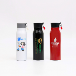Bình giữ nhiệt inox 304 quai xách silicon in logo quà tặng BGN009