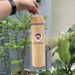Bình giữ nhiệt vỏ tre 500ml quai xách kim loại khắc logo quà tặng đại hội BGN018
